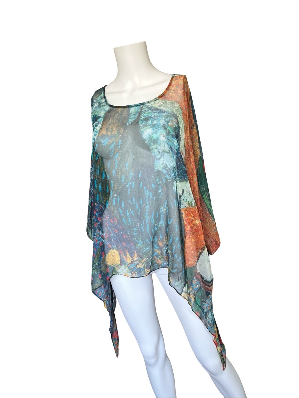 Soft Surroundings Silk Pullover Top Sheer Blouse Oversized Art to Wear Size S/M